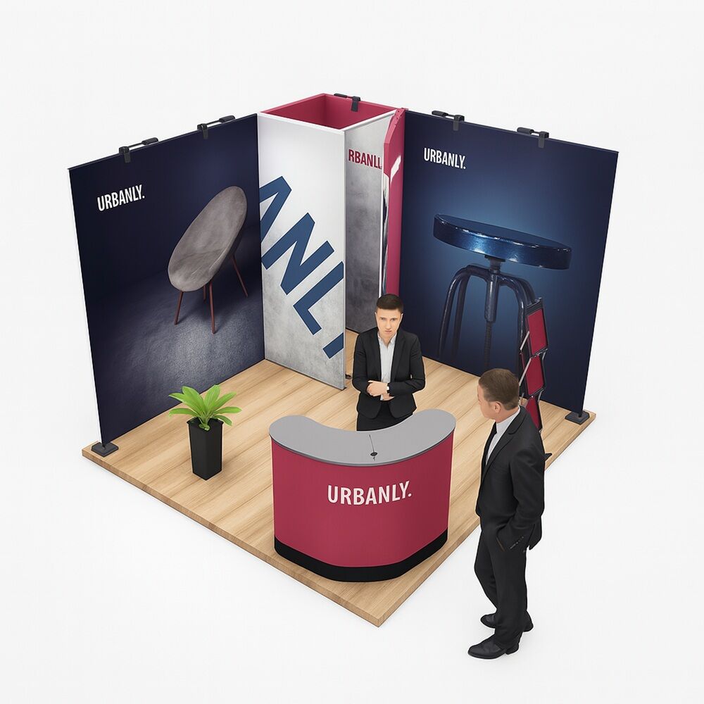 L-shaped stand 3 x 3 m