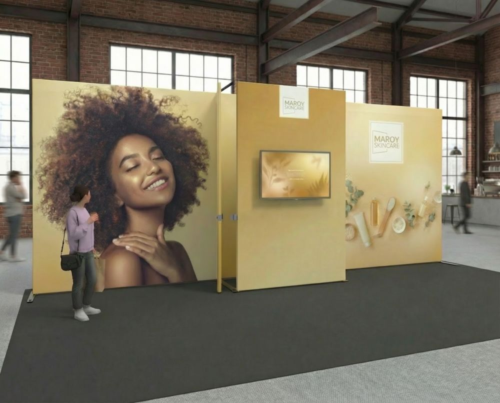 Exhibition stand, head configuration