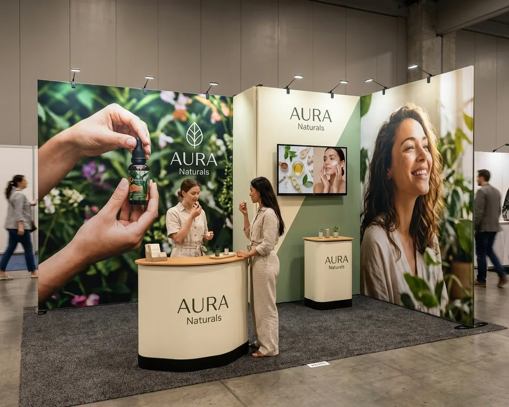 Eckstand 5 x 3 m mit Lagerraum und zwei Theken